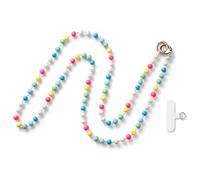 MORSUNBELA Collana per cellulare con perle di legno, cordino con perline colorate, 120 cm laccetto da collo per cellulare, come cordino per borsa, ciondolo per cellulare - blu