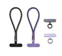 MORSUNBELA Cordino per cellulare, Cordino per telefono cellulare catena per cellulare Universale catena telefonica Laccetto per cellulare da polso, 2 pezzi (nero + viola)