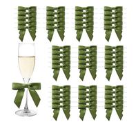 MORSUNBELA Fiocchi Verdi Decorativi Matrimonio Fiocchi Regalo Piccoli Fiocchi Regalo per Natale Compleanno Comunione, 50 Pezzi, Verde Oliva