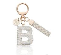 MORSUNBELA Portachiavi ragazza portachiavi lettera portachiavi glitter strass portachiavi donna, Argento-B, S