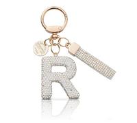 MORSUNBELA Portachiavi ragazza portachiavi lettera portachiavi glitter strass portachiavi donna, r, m