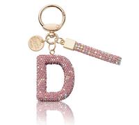 MORSUNBELA Portachiavi ragazza portachiavi lettera portachiavi glitter strass portachiavi donna, Rosa-d, S