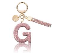MORSUNBELA Portachiavi ragazza portachiavi lettera portachiavi glitter strass portachiavi donna, Rosa-g., S