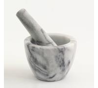 Mortaio a Tazza Marmo Bianco Pestello Marble Mortar Home Cucina Handmade 10x10cm