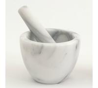Mortaio a Tazza Marmo Bianco Pestello White Marble Mortar Home Cucina 12x12cm