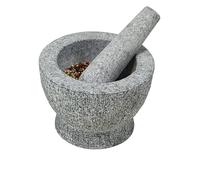Mortaio battisale in granito lucidato ideale per spezie con pestello cm. 18x12