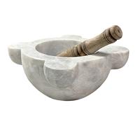 Mortaio Classico Marmo Bianco Carrara Pestello in Legno Mortar Home Art Ø 25cm