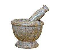 Mortaio con Pestello in Marmo Marrone Fossile Marble Mortar Design Home Ø 10cm