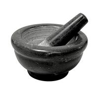 Mortaio con Pestello in Marmo Nero Naturale Marble Mortar Design Home Ø 15cm