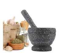 Mortaio con pestello in plastica, mortaio e pestello, set di ciotole di guacamole, t per tritare guacamole, erbe, spezie, utensili per macinare aglio (nero)