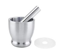Mortaio Con Pestello Mortaio e pestello in acciaio inox di grandi dimensioni, set for frantumare le pillole spezie con coperchio protettivo for la cucina o for macinare erbe aromatiche