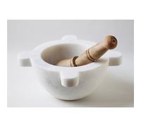 Mortaio da Cucina in Marmo Bianco con Pestello Legno White Marble Mortar 20cm