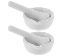 Mortaio e Pestello 60mm Bianco in Porcellana, 2 Set Laboratorio | Due Ciotole e Due Pestelli, Interno Ruvido Non Lucidato, Bordo Arrotondato, Base Piatta e Stabile Stili multipli