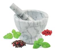 MORTAIO E PESTELLO IN MARMO DIAMETRO 17CM PER PESTO MACINA TRITA SPEZIE MANUALE