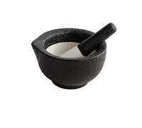 Mortaio e pestello in porcellana for spezie, aglio, erbe, smerigliatrice, miscelatore, ciotola for macinare, frantoio, set di utensili da cucina for ristoranti Per Triturare Erbe e Spezie(Black mini)