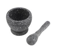 Mortaio e pestello, Set manuale con pestello for mortaio in plastica, smerigliatrice for aglio antiscivolo, nero bianco(Black)
