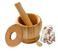 Mortaio e pestello | Strumento per macinare l'aglio | Tritacarne spezie in legno per aglio sesamo frutta secca noci per cucina domestica