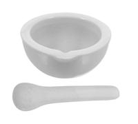 Mortaio in Ceramica Pestello, Compatto, per Laboratorio e Casa | Porcellana Beige, Superficie Liscia Non Porosa, Beccuccio per Versare, Adatto a Spezie e Campioni