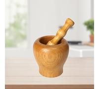 Mortaio in legno da cucina e set di pestelli ciotola per macinare per noci