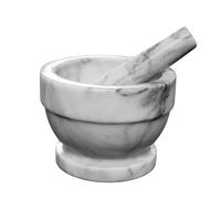 Mortaio Marmo Bianco Carrara Pestello Marble Mortar Home Cucina Handmade Ø 17cm