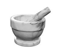 Mortaio Marmo Bianco Carrara Pestello Marble Mortar Home Cucina Handmade Ø 17cm