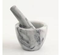 Mortaio Marmo Bianco Pestello White Marble Mortar Home Cucina Handmade 10x10cm