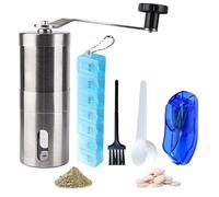 Mortaio per compresse, tritatutto in acciaio inox, mortaio per pillole, mortaio per pillole, mortaio per compresse, mortaio per pillole, mortaio per pillole, 1 portapillole per 7 giorni, spazzola