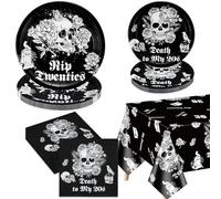 Morte ai miei anni '20 decorazioni - tra cui Rip per i miei piatti di carta anni '20, tovaglioli, tovaglia con teschio, per Halloween, feste di 30 compleanno, decorazioni per compleanni, serve 20