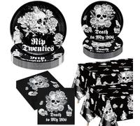 Morte ai miei anni '20 decorazioni - tra cui Rip per i miei piatti di carta anni '20, tovaglioli, tovaglia con teschio, per Halloween, feste di 30 compleanno, decorazioni per compleanni, serve 40
