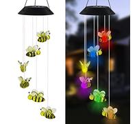 MorTime - Scacciapensieri a LED a energia solare, con sfera di cristallo, 25 cm, per decorazione di casa e giardino, cambia colore, Ape d'ape