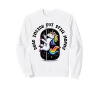 Morto Dentro ma Ancora Cornea Divertente Amante degli unicorni Arcobaleno Felpa