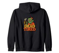 morto stanco zombie con caffè non morti mattina umore Halloween Felpa con Cappuccio