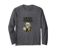 morto stanco zombie con caffè non morti mattina umore Halloween Maglia a Manica