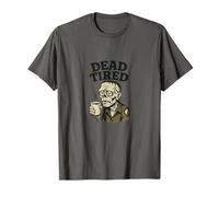 morto stanco zombie con caffè non morti mattina umore Halloween Maglietta