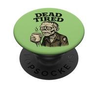 morto stanco zombie con caffè non morti mattina umore Halloween PopSockets PopGrip Adesivo