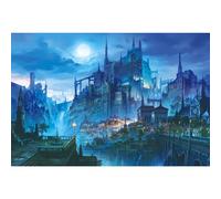 Moruska Moonlight Castle - Puzzle per adulti, 1000 pezzi, fantasia, medievale, gotico, castello al chiaro di luna, scena notturna con cascata, misteriosa e vintage scogliera, puzzle da parete
