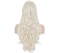 Morvally Daenerys - Parrucca per cosplay della regina dei draghi Khaleesi, capelli lunghi e ricci, da donna, per feste di Halloween (biondo chiaro)