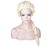 Morvally Parrucca da donna bionda intrecciata a coda di cavallo per costume cosplay da principessa Halloween