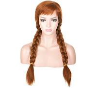 Morvally Parrucche da donna marrone chiaro con due trecce lunghe intrecciate per Cosplay donna, Halloween, costume, festa…