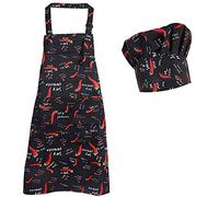 Morwealth 2 pezzi grembiule da cucina con cappello, grembiule regolabile con motivo chili con cappello da cuoco g (Rosso)