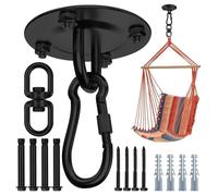 Morzejar Gancio da soffitto resistente, girevole a 360°, nero, gancio pesante per amaca girevole 304, in acciaio inox 304, gancio per altalena, per soffitto, veranda in legno, palestra, yoga, gancio