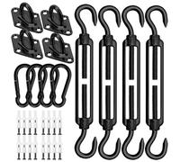 Morzejar Set di Fissaggio per Tenda Parasole M6, Robusto, in Acciaio Inox, per Triangolo e Quadrato, Rettangolare, Accessori di Fissaggio, Colore Nero