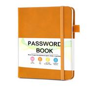 MOSA BEAR Libro per password con linguette alfabetiche, 10,9 x 14,5 cm, piccolo libro delle password per anziani, taccuino per indirizzi Internet e dettagli di accesso (arancione)