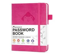 MOSA BEAR Libro per password con linguette alfabetiche, 10,9 x 14,5 cm, piccolo libro delle password per anziani, blocco password per indirizzi Internet e dettagli di accesso (viola-rosso)