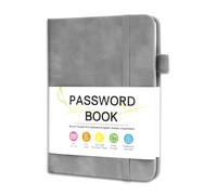 MOSA BEAR Libro per password con linguette alfabetiche, 10,9 x 14,5 cm, piccolo libro delle password per anziani, blocco per password per indirizzi Internet e dettagli di accesso (grigio) [Rilegatura
