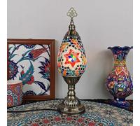 Mosaic Star Glass Table Lamp, Antique Turkish Lamp, Moroccan Vintage Work Desk Lamp, Bohemian Bedside Colorful Glass Light for Bedside Office Living Room Decorative,Red b