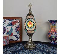 Mosaic Star Glass Table Lamp, Antique Turkish Lamp, Moroccan Vintage Work Desk Lamp, Bohemian Bedside Colorful Glass Light for Bedside Office Living Room Decorative,Gold