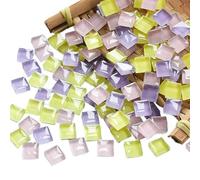 Mosaici di cristallo, Confezione da 300 tessere di mosaico in vetro autoadesive da 1 cm quadrate multicolore, materiali for il fai da te(Girl)