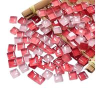 Mosaici di cristallo, Confezione da 300 tessere di mosaico in vetro autoadesive da 1 cm quadrate multicolore, materiali for il fai da te(Red Mix)