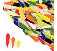Mosaici di cristallo, Piastrelle adesive in ceramica for mosaico fai da te a forma di gocce di pioggia, mix di 3 dimensioni, multicolore, 100 g, 3,5 oz(Color 1)